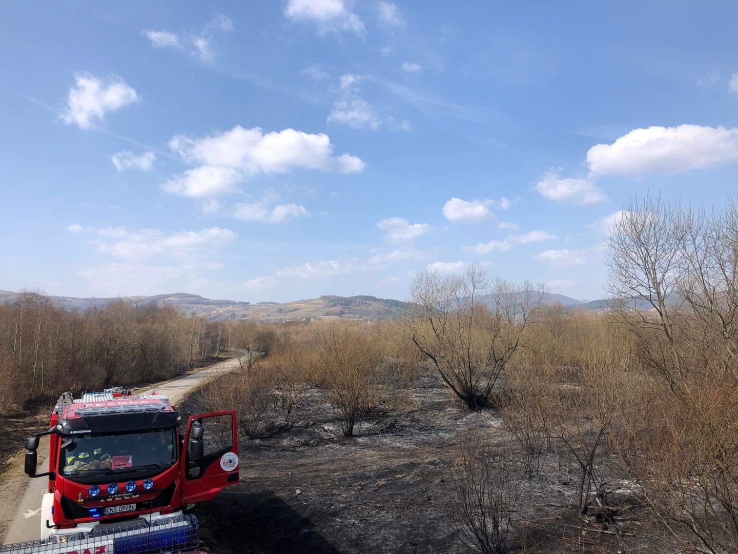 Sądecczyzna, pożar traw