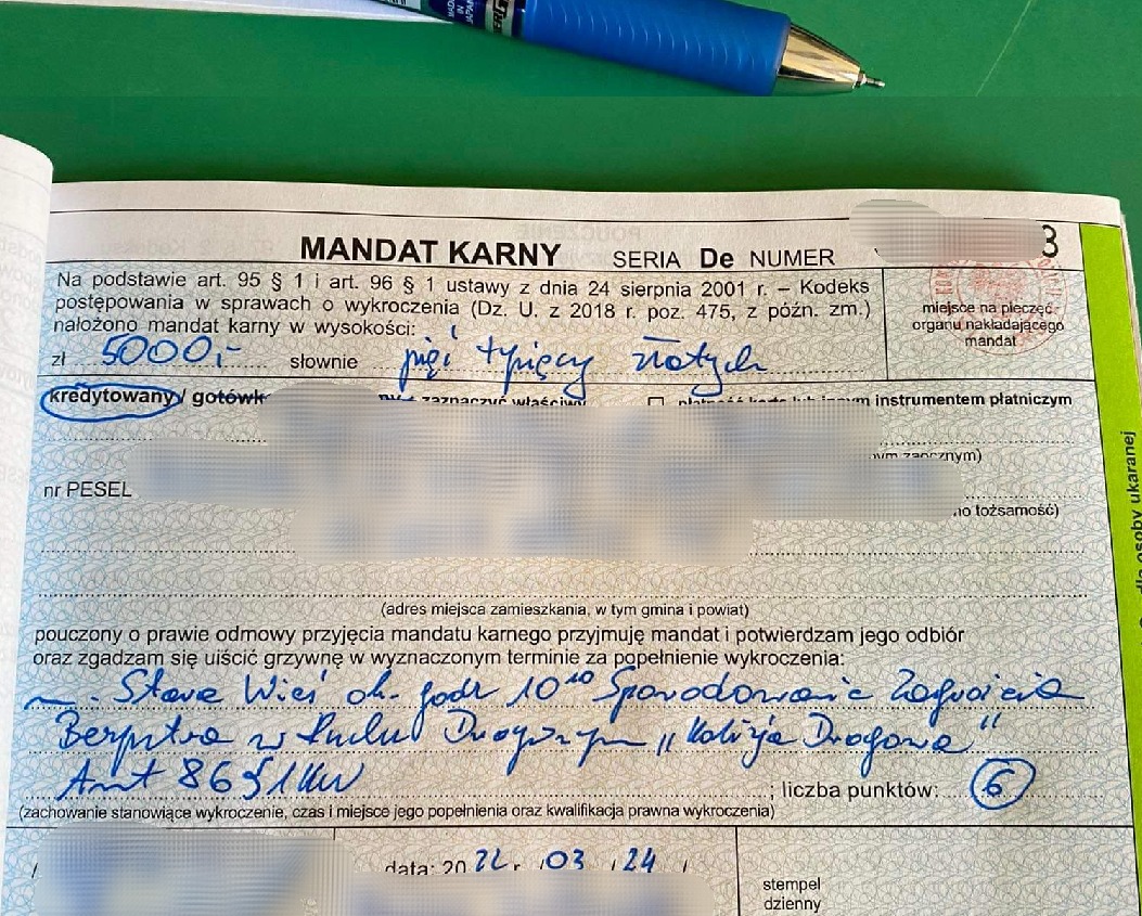 OSP Stara Wieś, kolizja