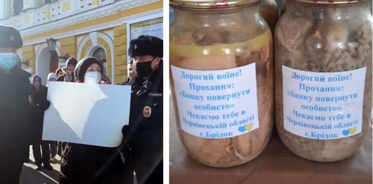 Wojna. 12 marca. Rosjanka aresztowana za czystą kartkę. Ukraińskie seniorki szykują posiłki dla żołnierzy i proszą o zwrot słoików…