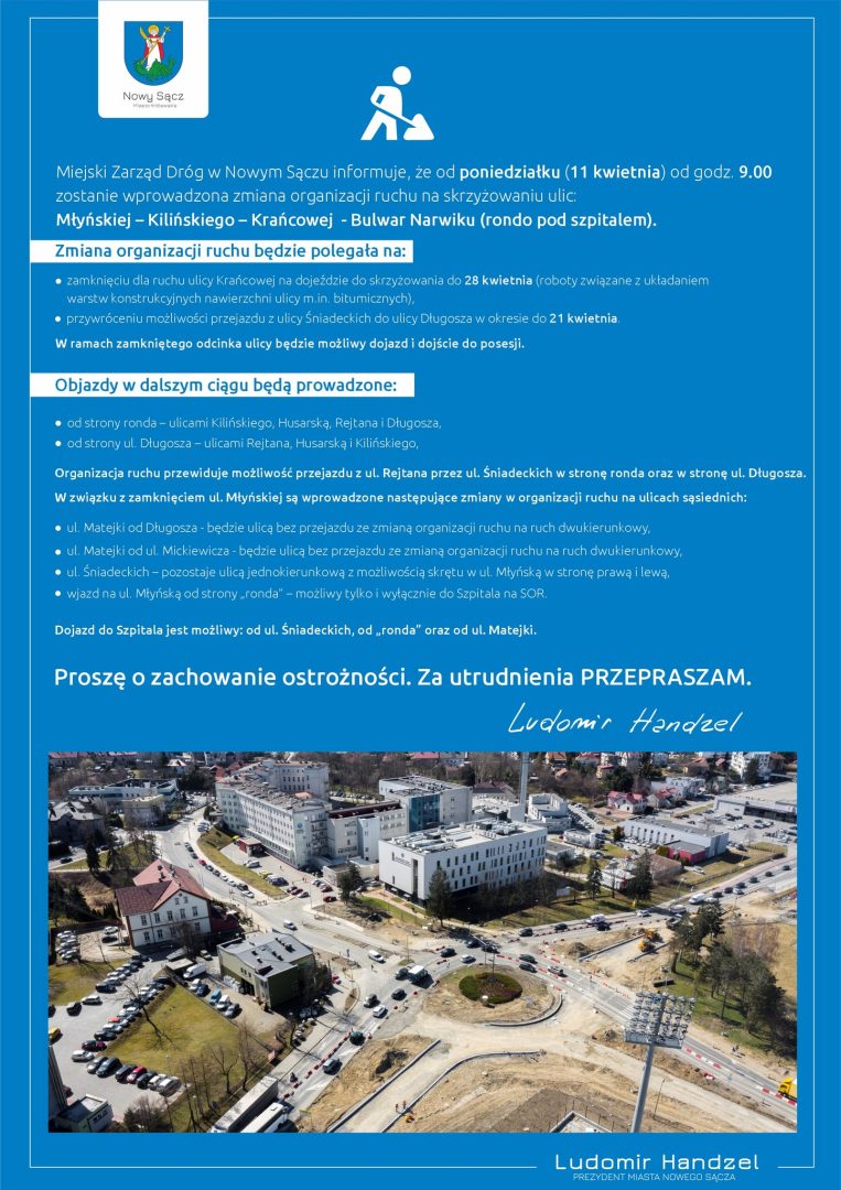 zmiana organizacji ruchu, rondo pod szpitalem