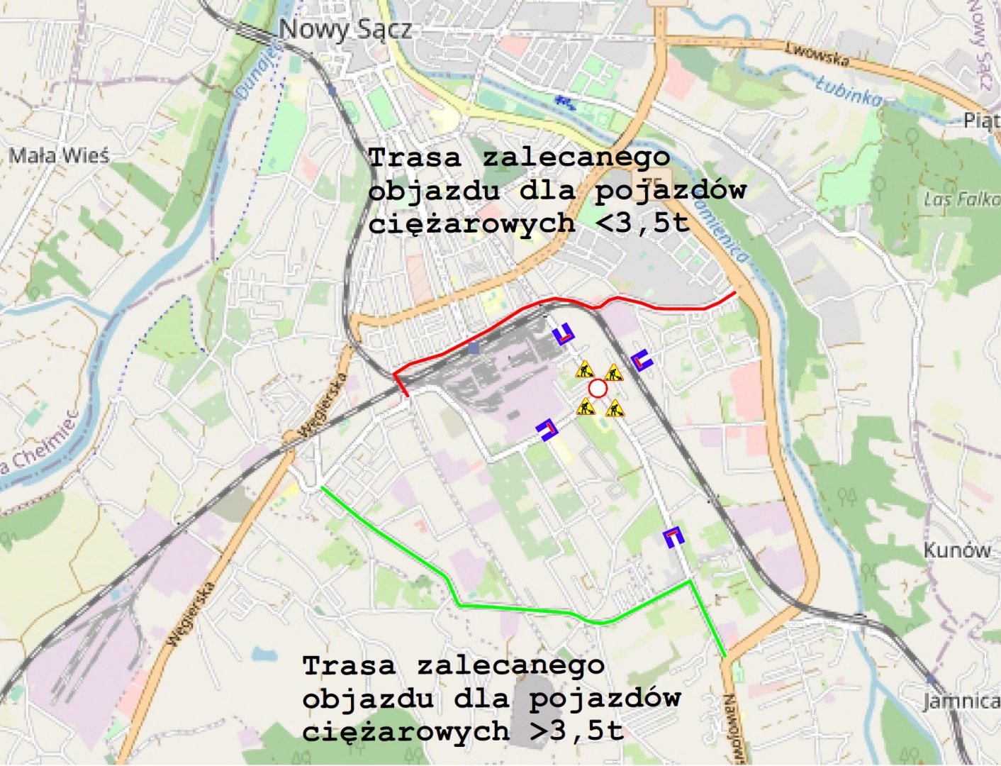zmiana organizacji ruchu Nowy Sącz