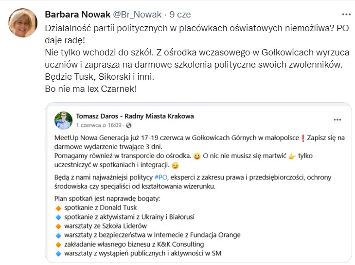Meet up, Kurator Barbara Nowak, kontrowersje wokół spotkania w Gołkowicach Górnych, 