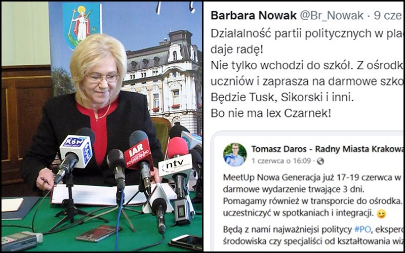 Barbara Nowak, Małopolska Kurator Oświaty Barbara Nowak, Gołkowice Górne, JordaNova, wyrzucanie dzieci ze szkół, oświadczenie PO, Platforma Obywatelska, Meet up. Nowa generacja