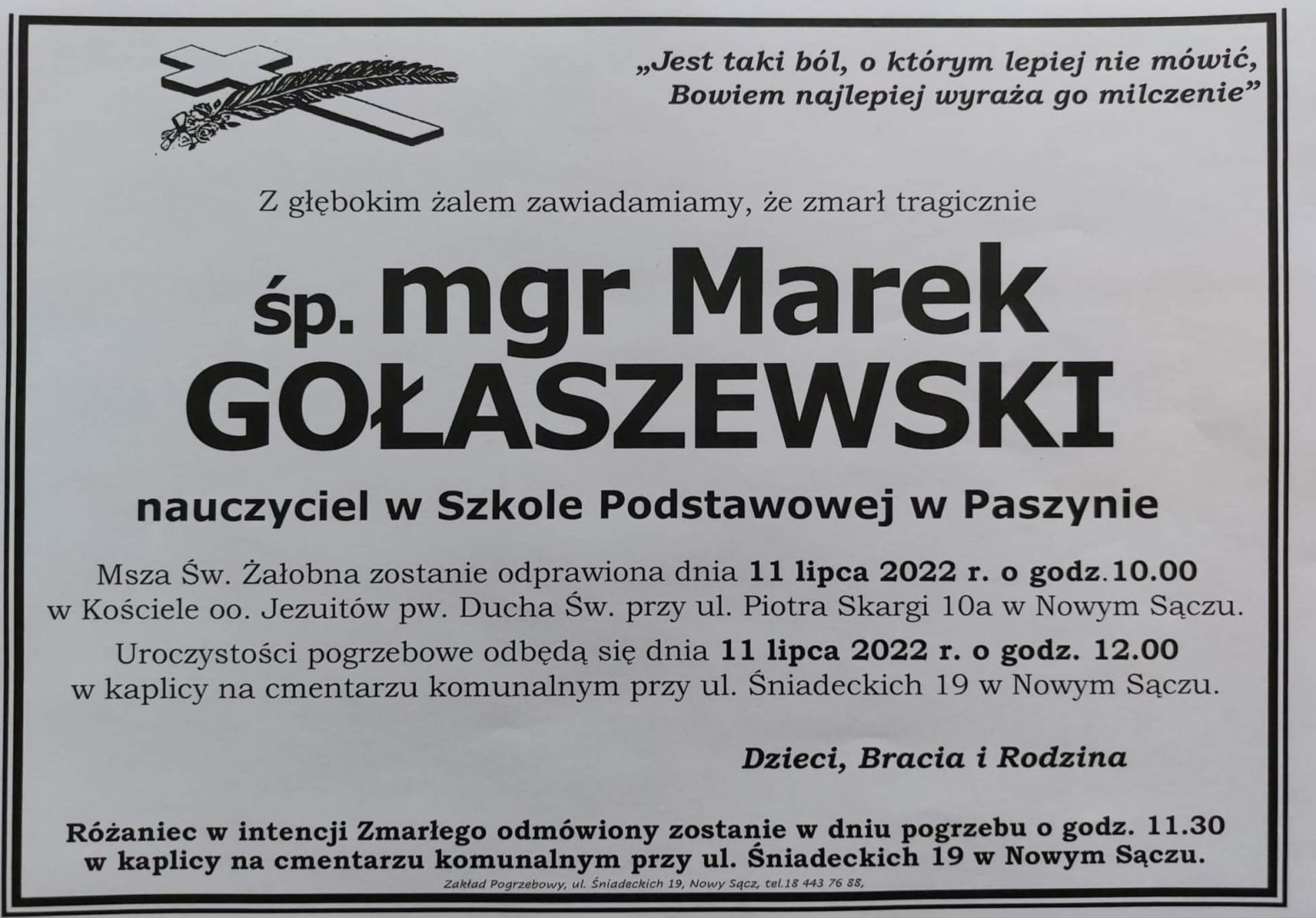 pogrzeb nauczyciel