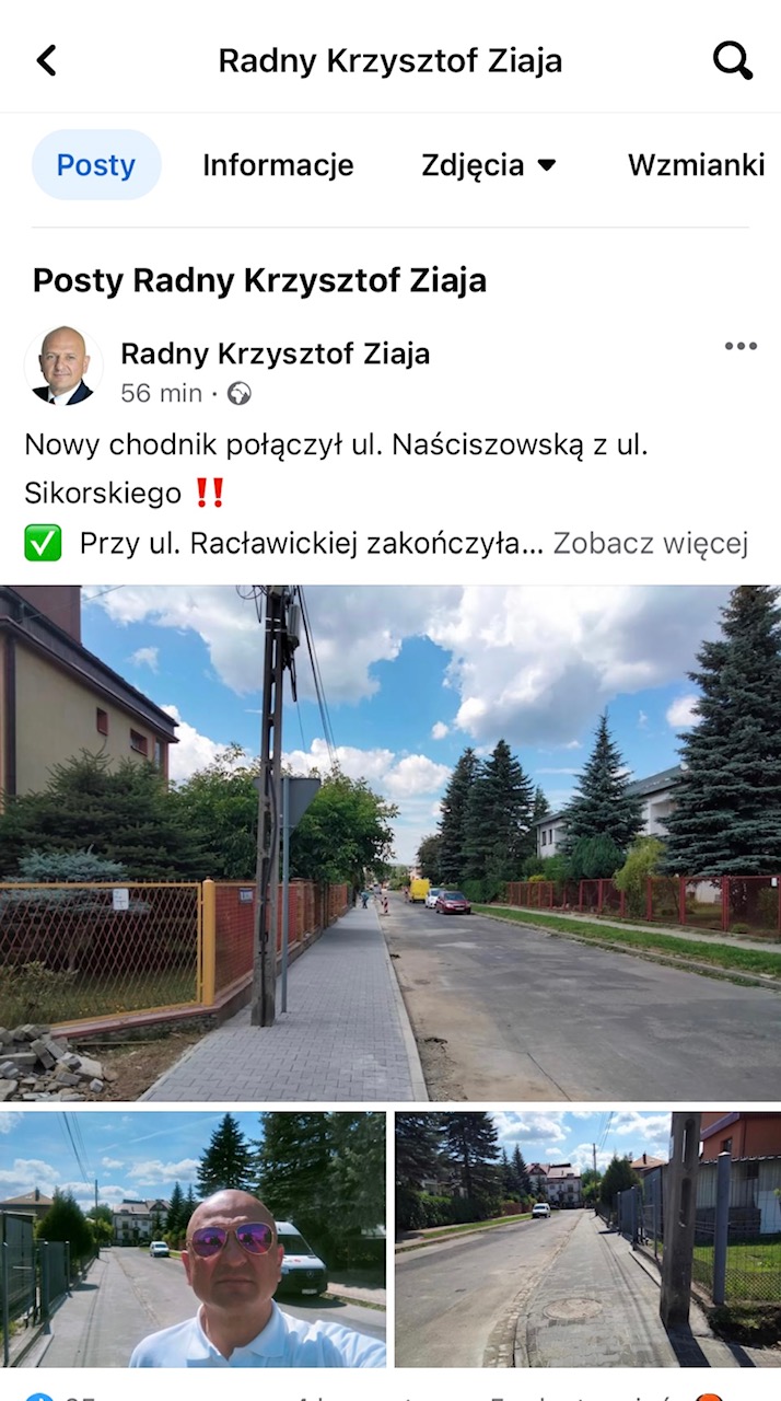 Krzysztof Ziaja. Radny ogłosił: nowy chodnik, stara ulica