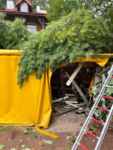 Krynica-Zdrój, konar spadł na namiot