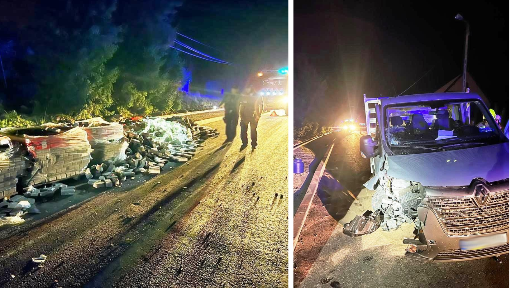 Cieniawa - samochód wjechał w palety z kostką brukową