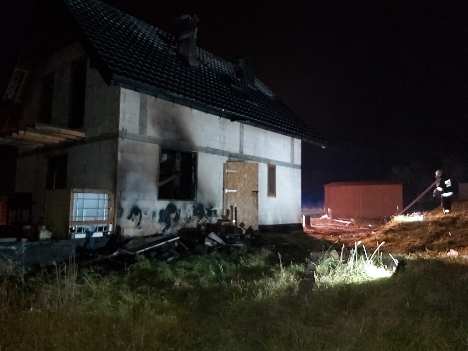 Powroźnik - pożar na budowie