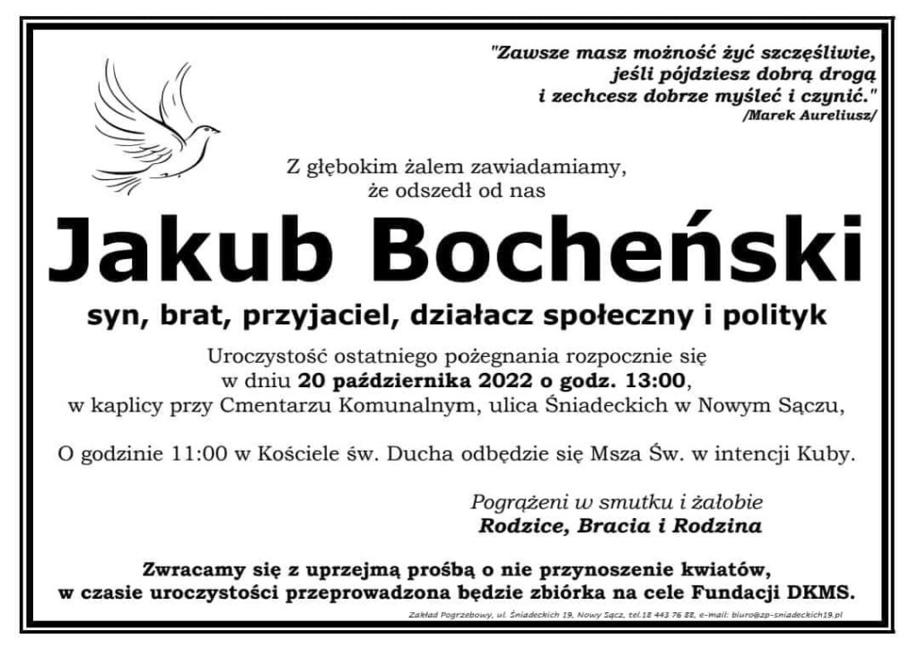 Jakub Bocheński, pogrzeb