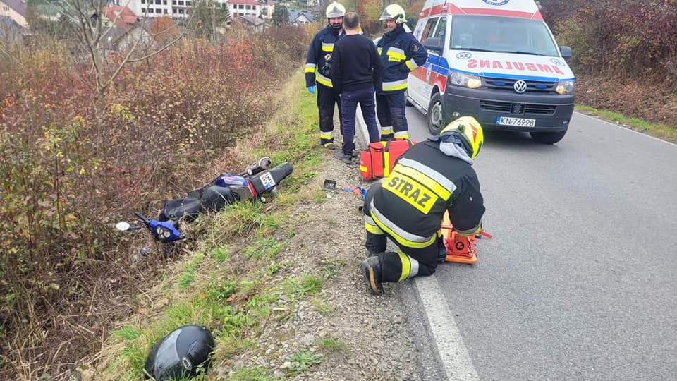 wypadek motocyklisty, Korzenna