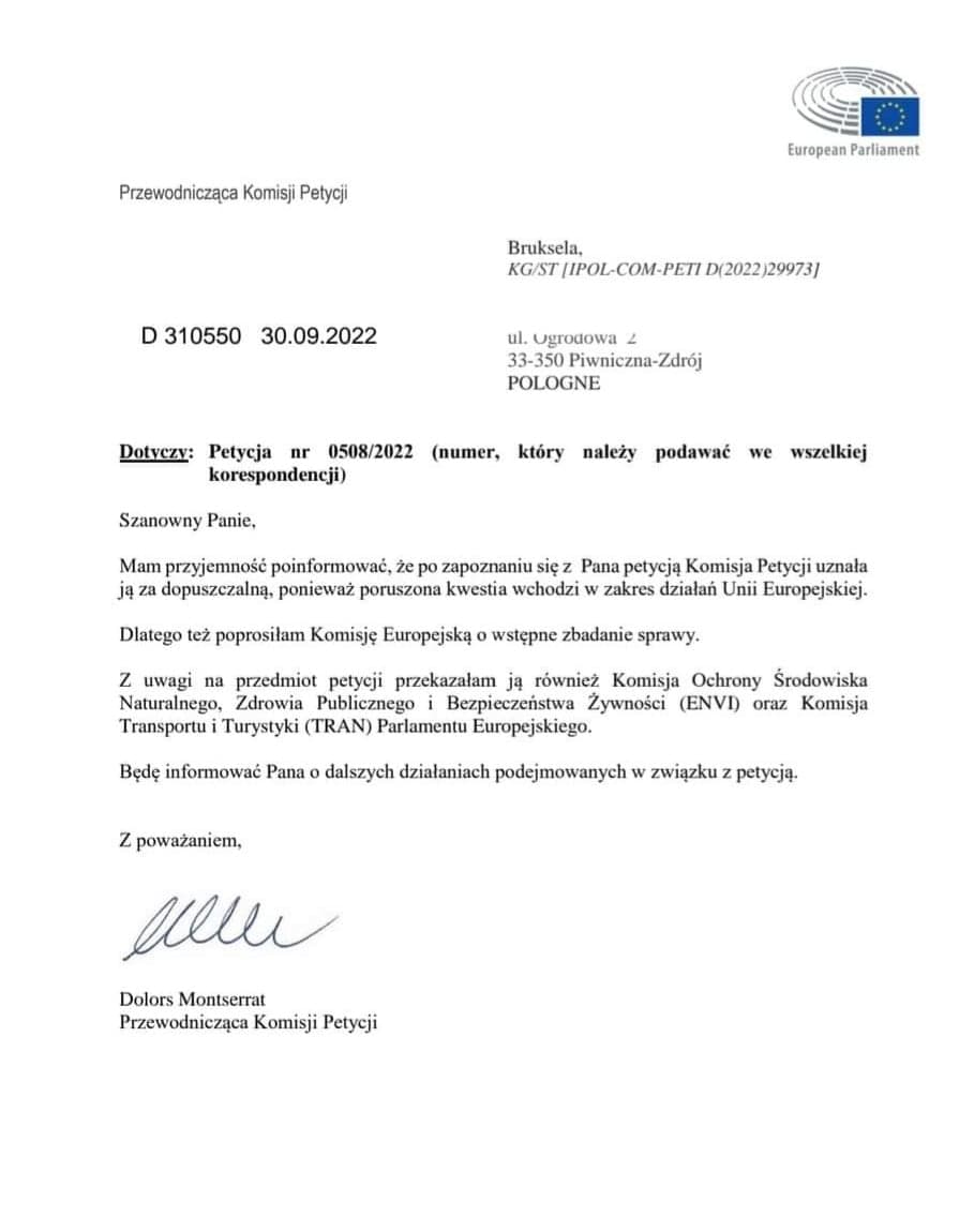 petycja, parlament europejski, budowa obwodnicy, skarga