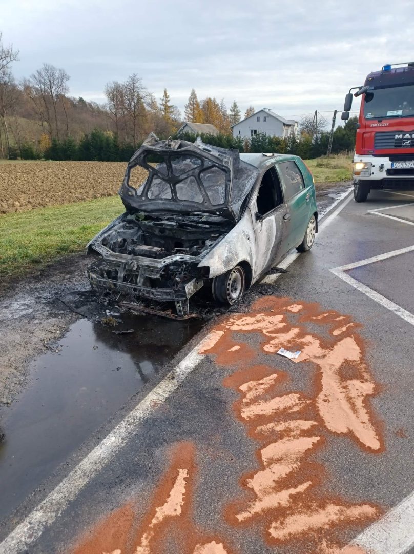 Biecz, pożar samochodu