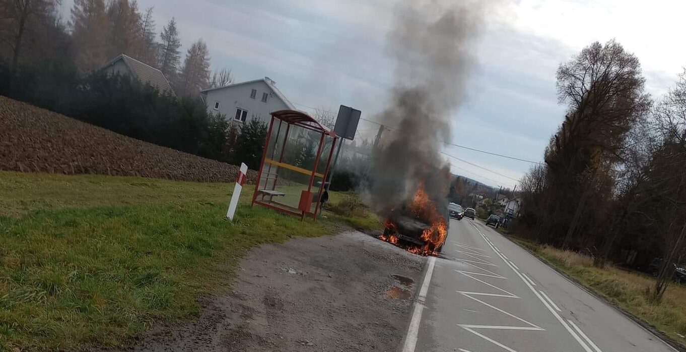 Biecz, pożar samochodu