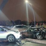most heleński, Nowy Sącz, zderzenie trzech osobówek