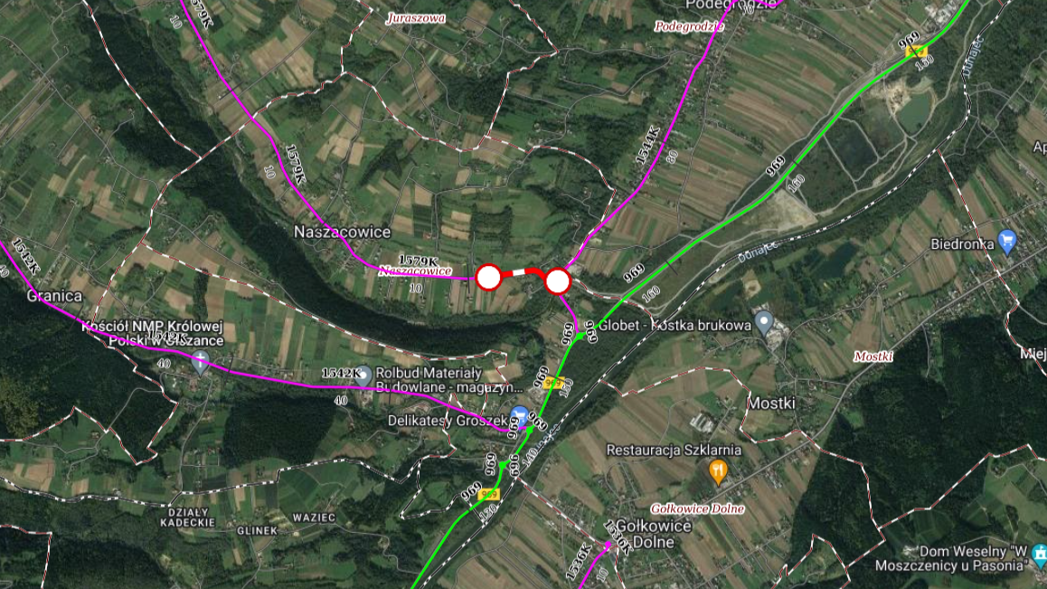 Naszacowice - zamknięta droga