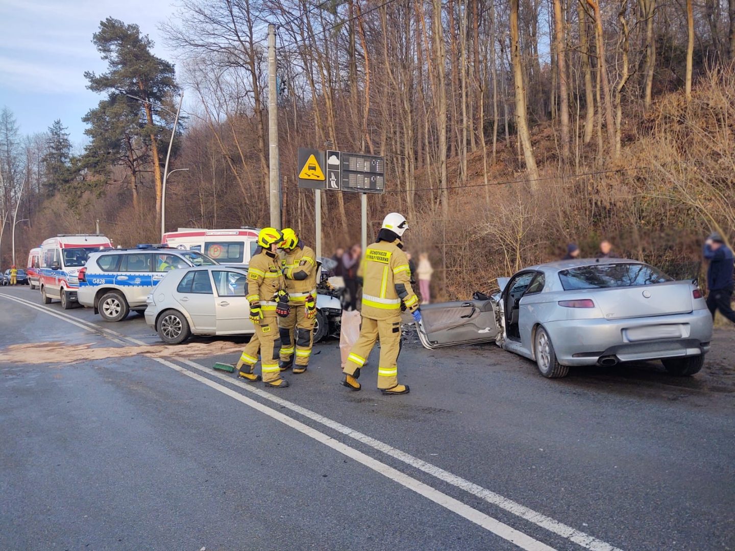 Lwowska, kolizja trzech samochód