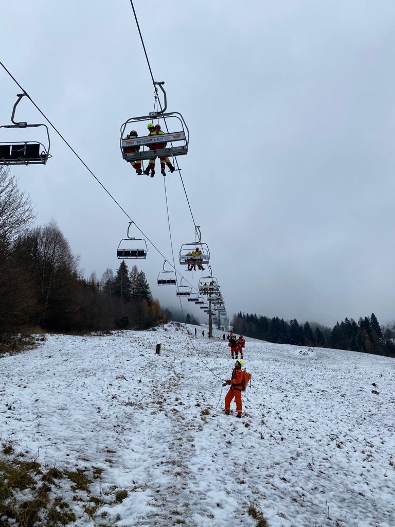 szkolenie kolejki linowe, straż pożarna