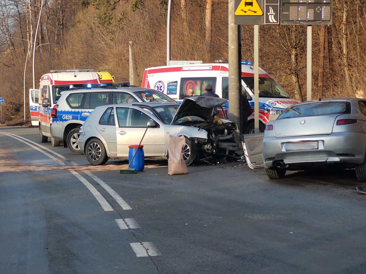 Lwowska, kolizja trzech samochód