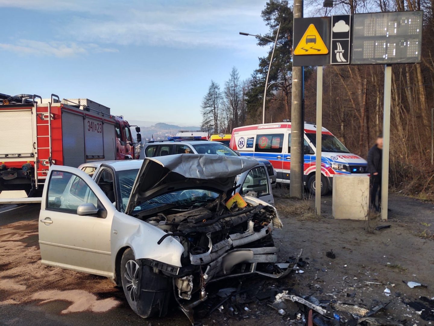 Lwowska, kolizja trzech samochód