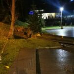 Grybów, uszkodzone pojazdy, wycinka drzew, Bazylika Mniejsza, parking