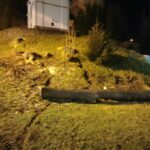 Grybów, uszkodzone pojazdy, wycinka drzew, Bazylika Mniejsza, parking