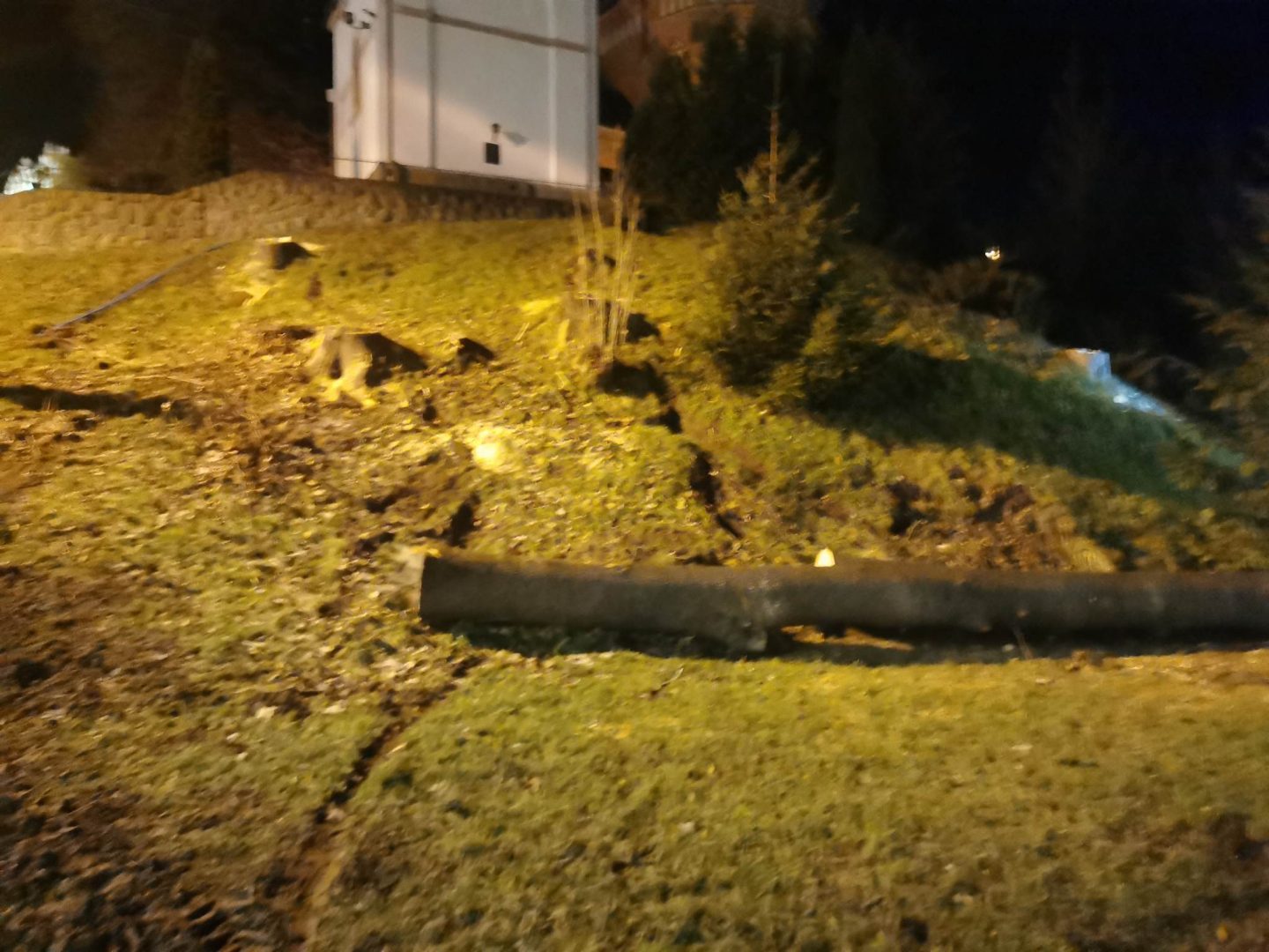 Grybów, uszkodzone pojazdy, wycinka drzew, Bazylika Mniejsza, parking