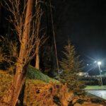 Grybów, uszkodzone pojazdy, wycinka drzew, Bazylika Mniejsza, parking