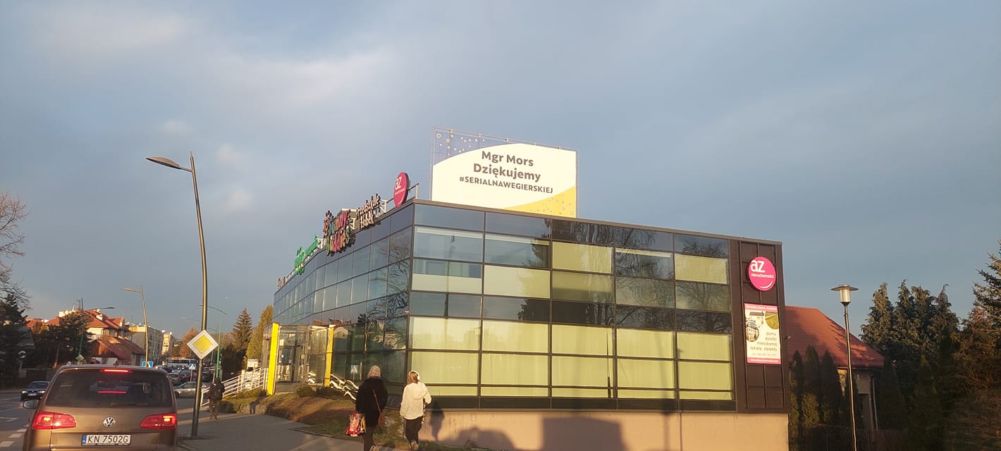 Nowy Sącz, ulica Krańcowa, Mgr Mors, niespodzianka, bilboard