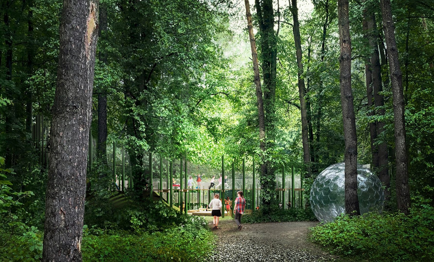 Miejska Góra, taras widokowy nad leśniczówką, plac zabaw