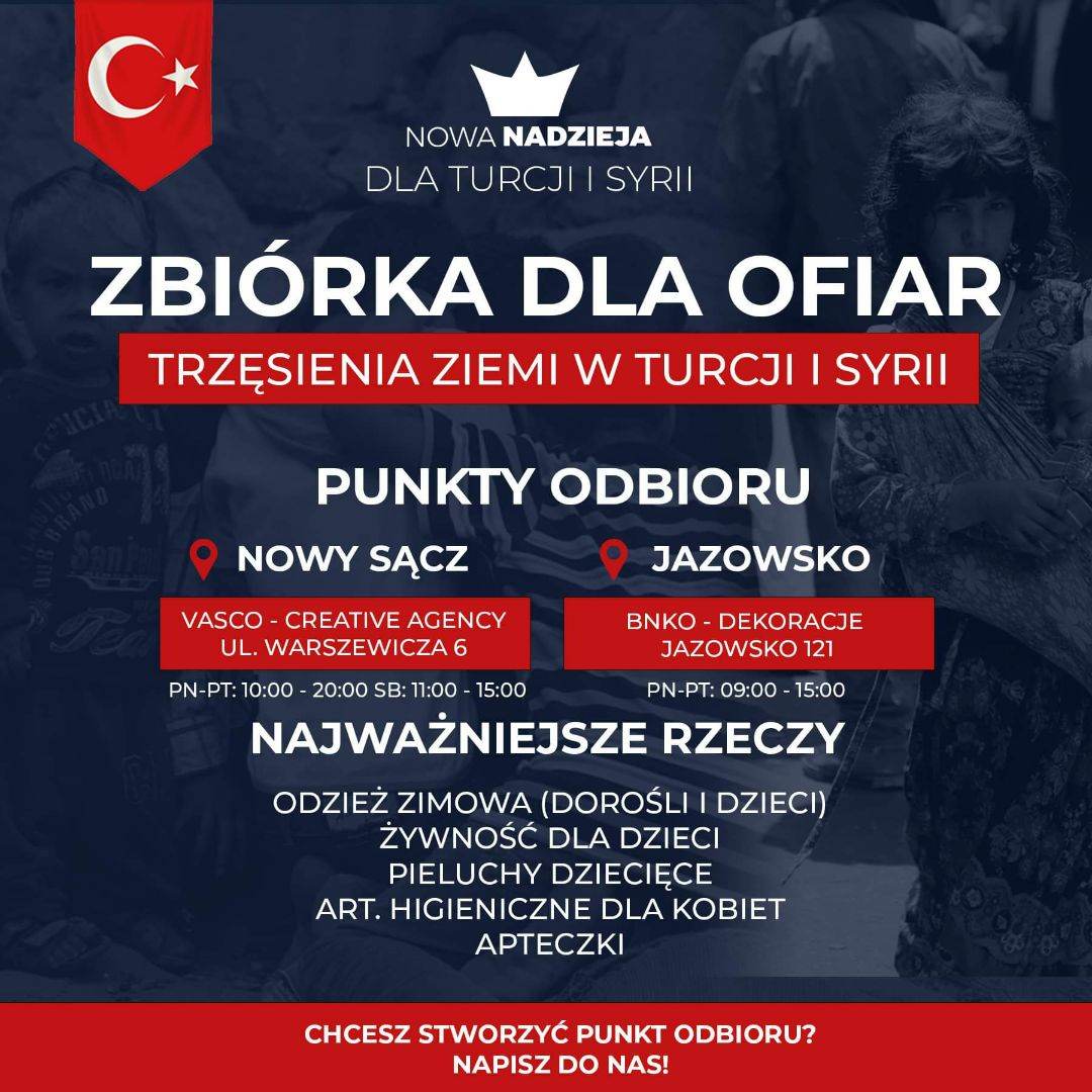 zbiórka, Turcja, Syria Nowa Nadzieja, Nowy Sącz, Jazowsko