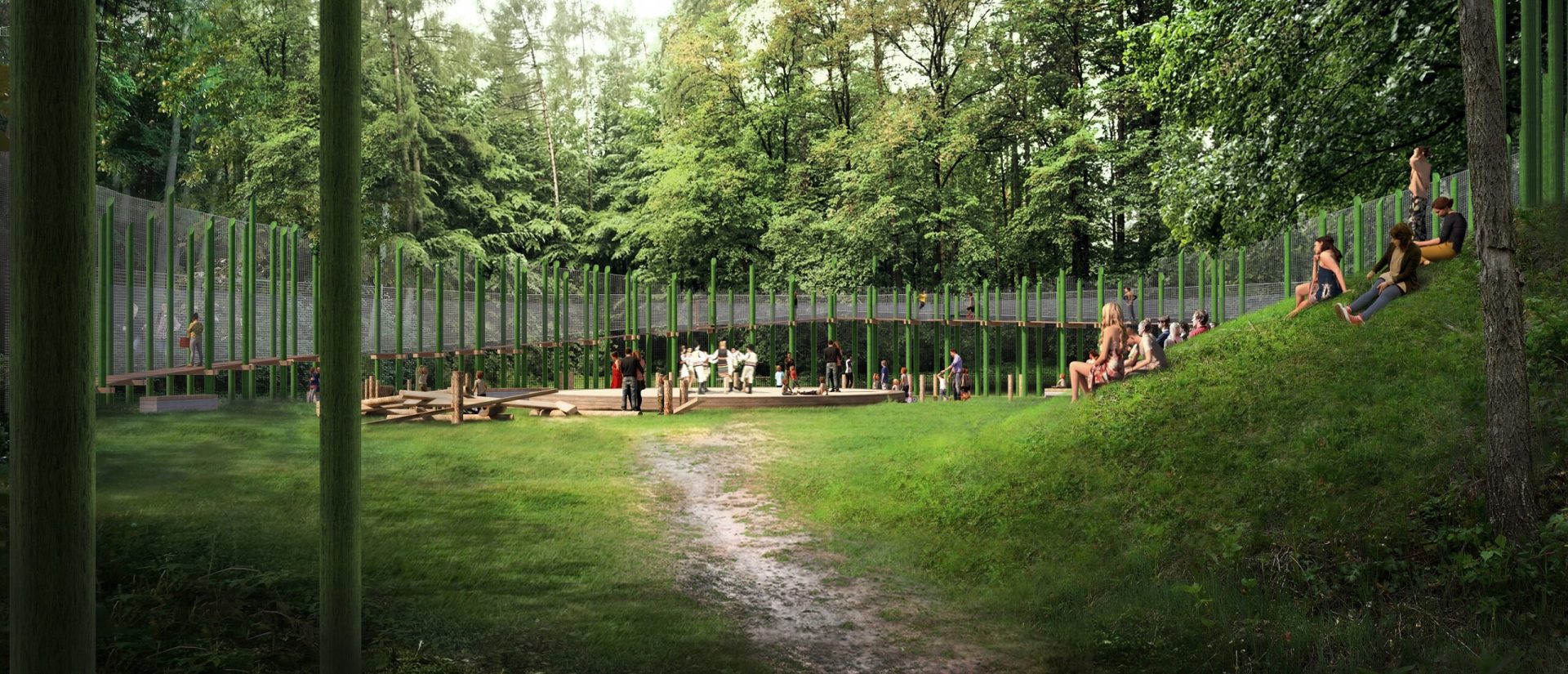 Miejska Góra, taras widokowy nad leśniczówką, plac zabaw