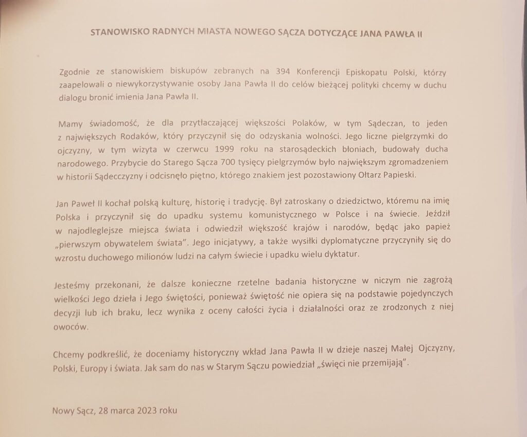 stanowisko, święty Jan Paweł II