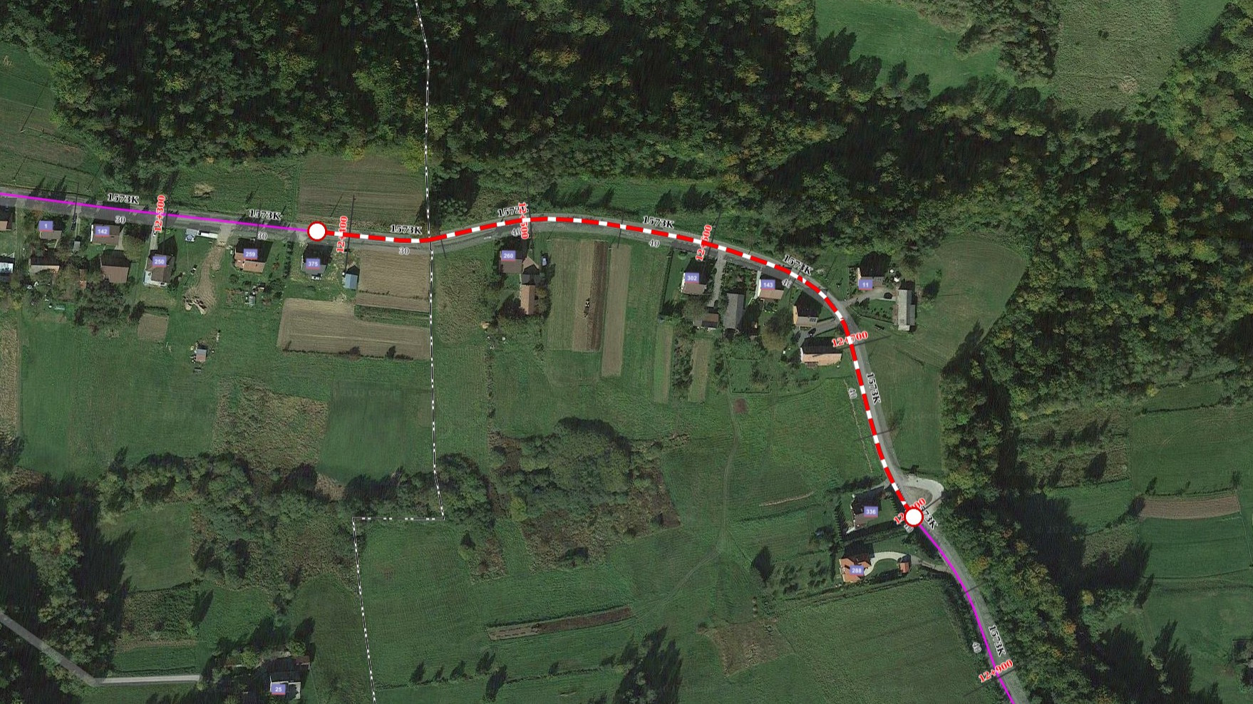 zamknięta droga - mapa