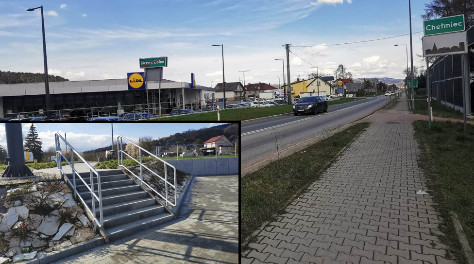 Chełmiec, Lidl, schody, osoby niepełnosprawne