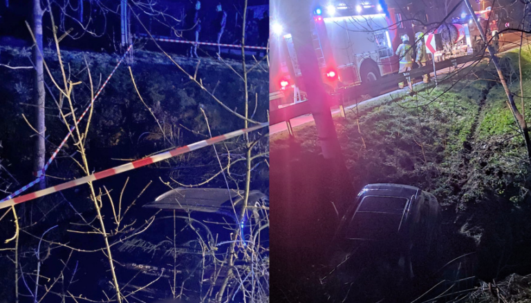 To nie są bezpieczne Święta. Porsche wbiło się w skarpę. Sprawna akcja służb (zdjęcia)