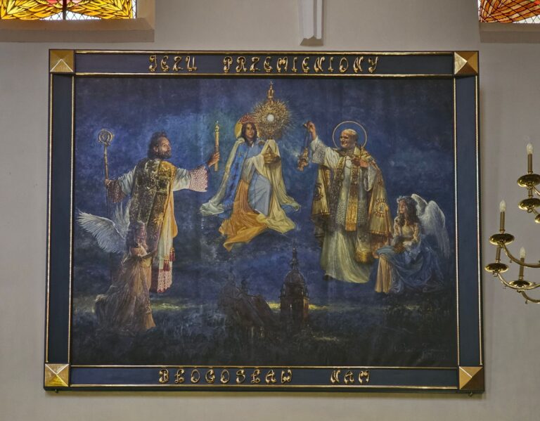 Obraz z wizerunkiem św. Jana Pawła II odsłonięty. Zdobi Bazylikę św. Małgorzaty (zdjęcia)
