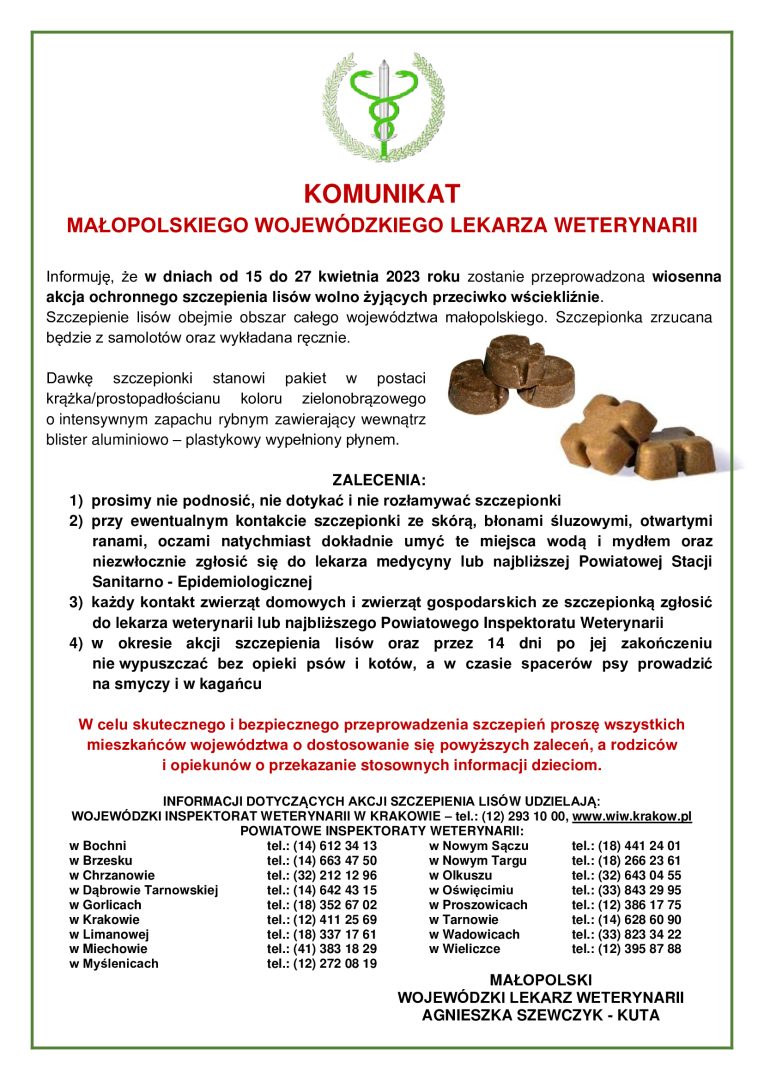szczepienie lisów - komunikat