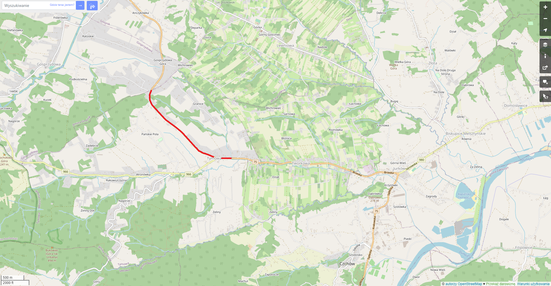 DK 75, remont, Tymowa