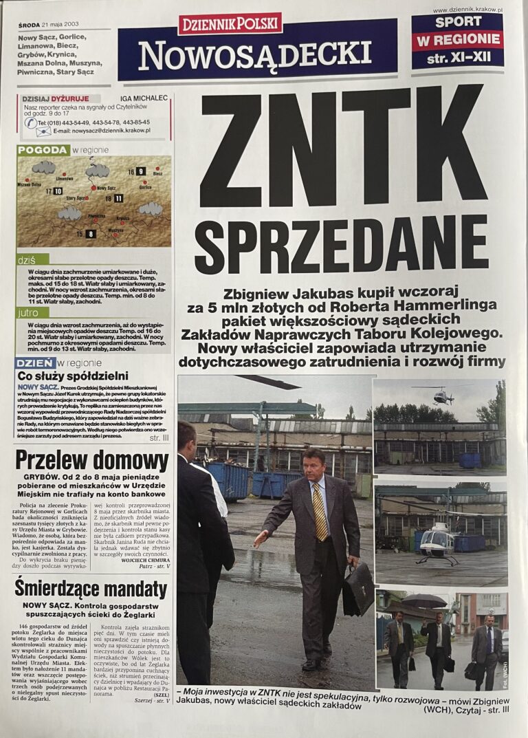Śmigłowiec nad Nowym Sączem. Inwestor w największym zakładzie