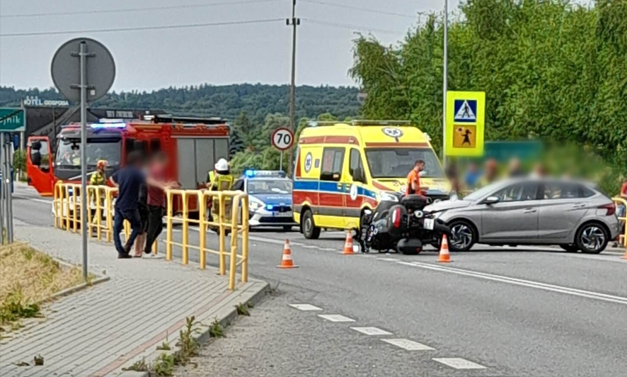 wypadek, gnojnik, trasa zablkowana, DK nr 5