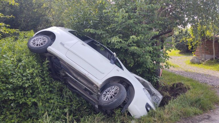 Stróże. Samochód wypadł z drogi i zatrzymał się w rowie