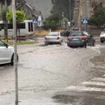 Limanowa, rynek, ulewa