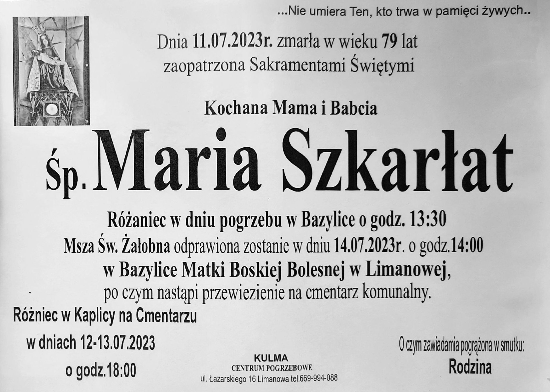 Maria Szkarłat, Limanowa 