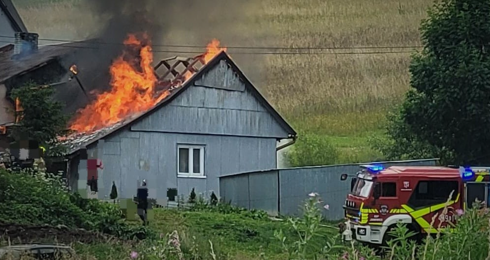 Pogorzany, pożar domu, zdjęcia, powiat limanowski