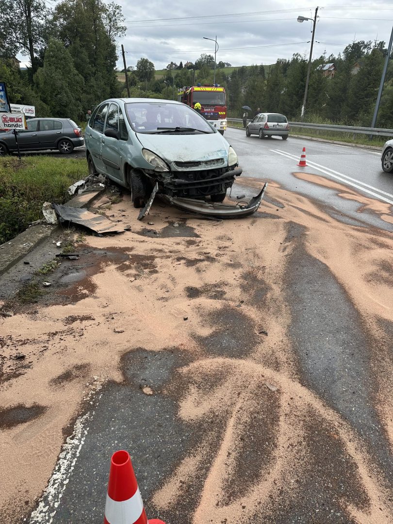 Korzenna, samochód na moście