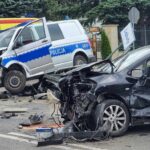 Policyjny radiowóz, wypadek, Szymbark