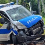 Policyjny radiowóz, wypadek, Szymbark