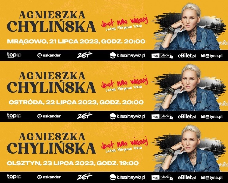 Trasa koncertowa Agnieszki Chylińskiej „Jest nas więcej” – koncerty w Olsztynie, Ostródzie i Mrągowie