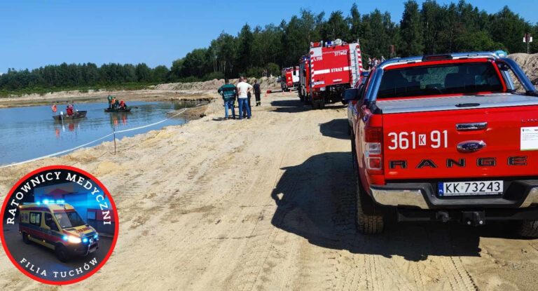 Nie żyje 59-latek, który wjechał koparką do zalewu w Radłowie. W akcji Grupa Ratownictwa Wodno-Nurkowego z Nowego Sącza