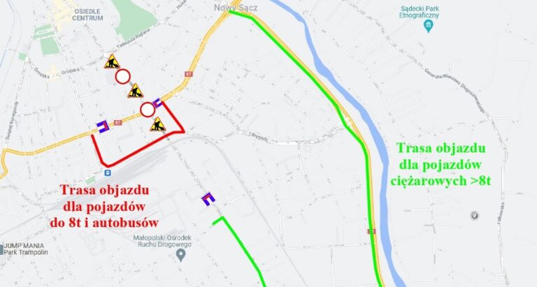 Nowy Sącz, Moszczenica, Śnietnica. Remonty dróg i zamknięty most